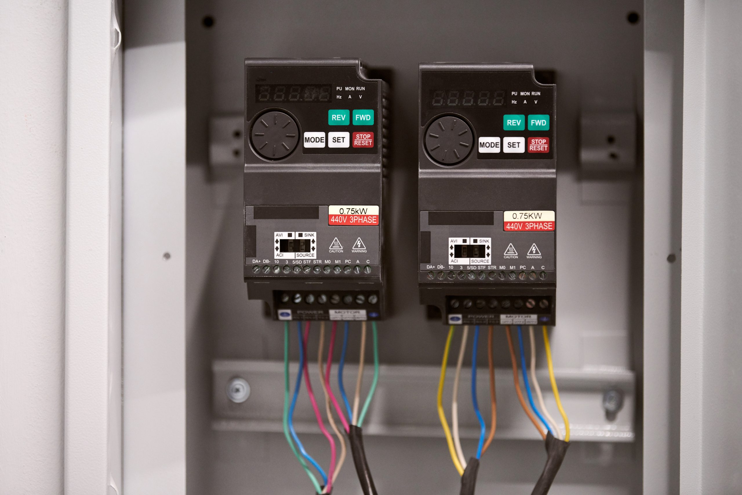 Ventilation control switch in office. Automatically operated electrical switch in fuse box. Ventilation speed control. Fresh air supply to room